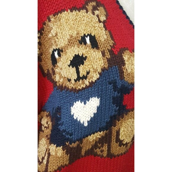 Vintage 80s Marsh Landing Womens Knit Sweater M Red Button Front Cardigan - Picture 7 of 12